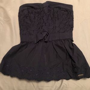 Blue Floral Strapless Shirt